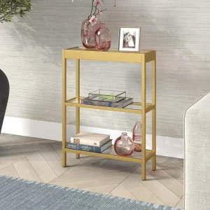 22" Wide Rectangular Table in Brass,